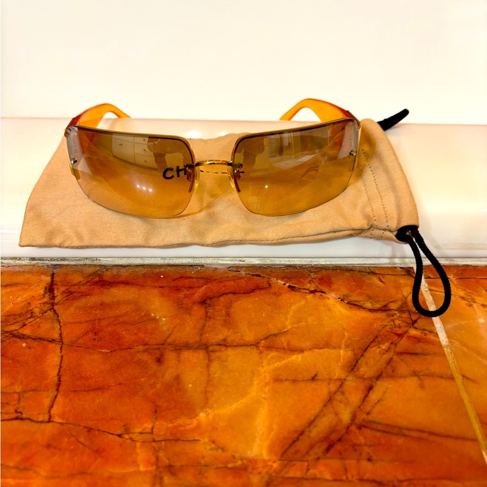 Chanel Diamanté Swarovski crystal logo rimless sunglasses